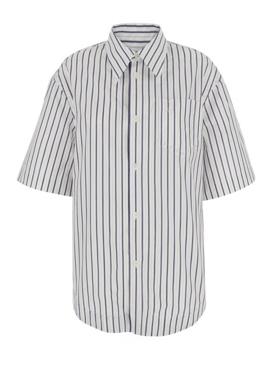 26SS 아미 스트라이프 코튼 숏슬리브 아미 드 하트 와이드 셔츠 USH809CO0220A074 White