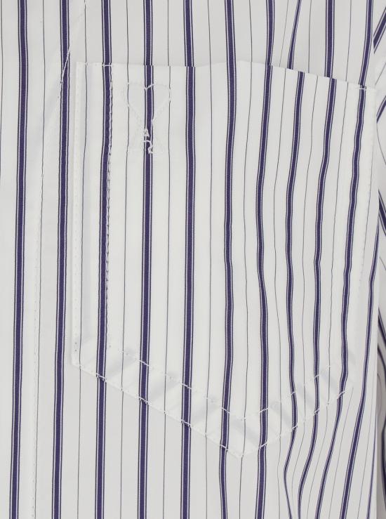 26SS 아미 스트라이프 코튼 숏슬리브 아미 드 하트 와이드 셔츠 USH809CO0220A074 White - AMI