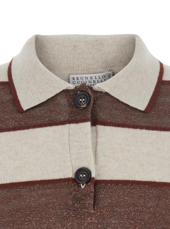 26SS 브루넬로 쿠치넬리 스파클링 스트라이프 크롭 니트 폴로 M16221605CZC29 Multicolor - BRUNELLO CUCINELLI