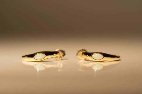  Milk & Rose 이어링 밀크 & 로즈 오팔 후프 귀걸이