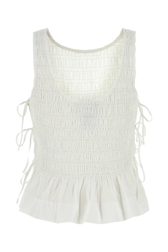 26SS 가니 코튼 스모크 타이 탑 W0886 151 White - GANNI