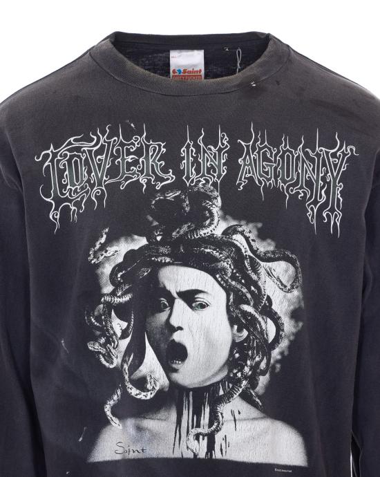 26SS 세인트 미카엘 긴팔 티셔츠 SM MK8 0000 028 BLACK Grey - SAINT MXXXXXX