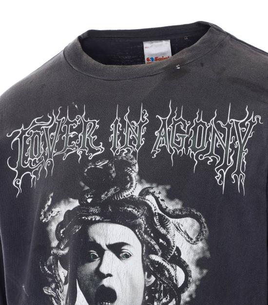 26SS 세인트 미카엘 긴팔 티셔츠 SM MK8 0000 028 BLACK Grey - SAINT MXXXXXX