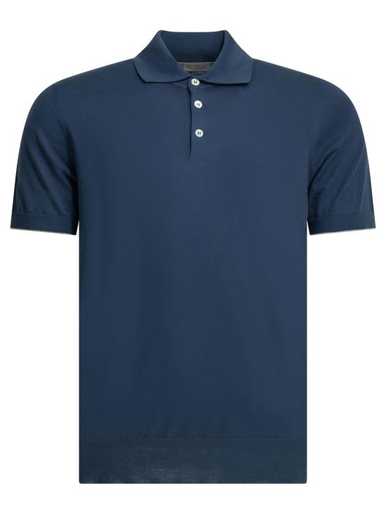 26SS 브루넬로 쿠치넬리 폴로 티셔츠 M29800125YCOZ76 Blue