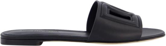 26SS 돌체앤가바나 DG 로고 카프스킨 슬리퍼 CQ0436AY329 BLACK