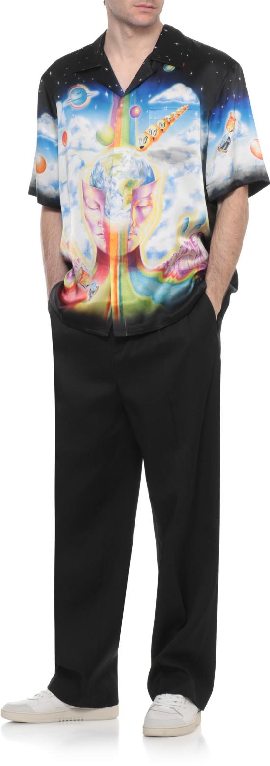 26SS 카사블랑카 반팔 셔츠 MSP26SH00307SILKSATIN BLACK - CASABLANCA