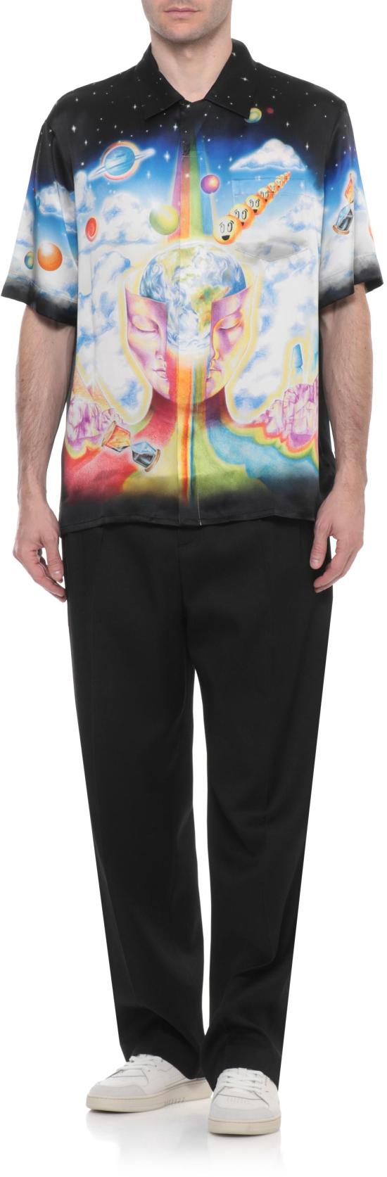 26SS 카사블랑카 반팔 셔츠 MSP26SH00307SILKSATIN BLACK - CASABLANCA