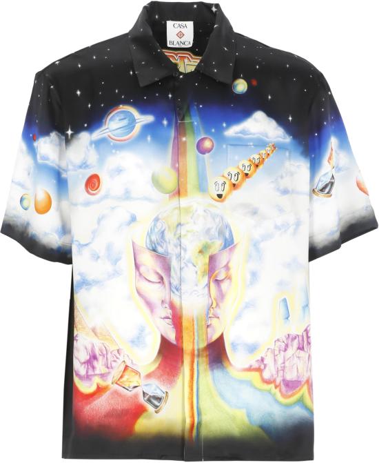 26SS 카사블랑카 반팔 셔츠 MSP26SH00307SILKSATIN BLACK