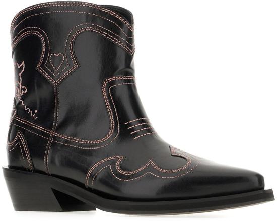 26SS 가니 로우 샤프트 임브로이더드 웨스턴 부츠 B101002811760475 BLACK - GANNI