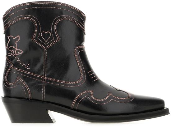 26SS 가니 로우 샤프트 임브로이더드 웨스턴 부츠 B101002811760475 BLACK