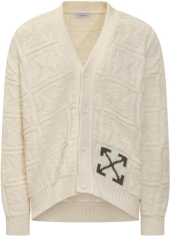 25FW 오프화이트 애로우 모티프 가디건 OMHB02LF25KNI0010B58 WHITE