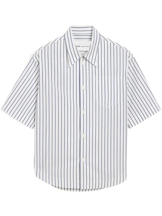 26SS 아미 스트라이프 코튼 숏슬리브 아미 드 하트 와이드 셔츠 USH809 CO0220 A074