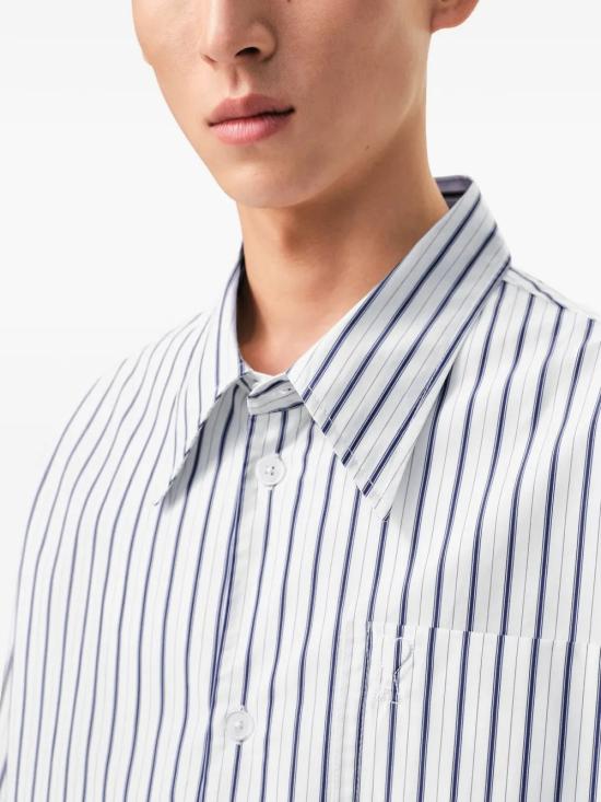 26SS 아미 스트라이프 코튼 숏슬리브 아미 드 하트 와이드 셔츠 USH809 CO0220 A074 - AMI