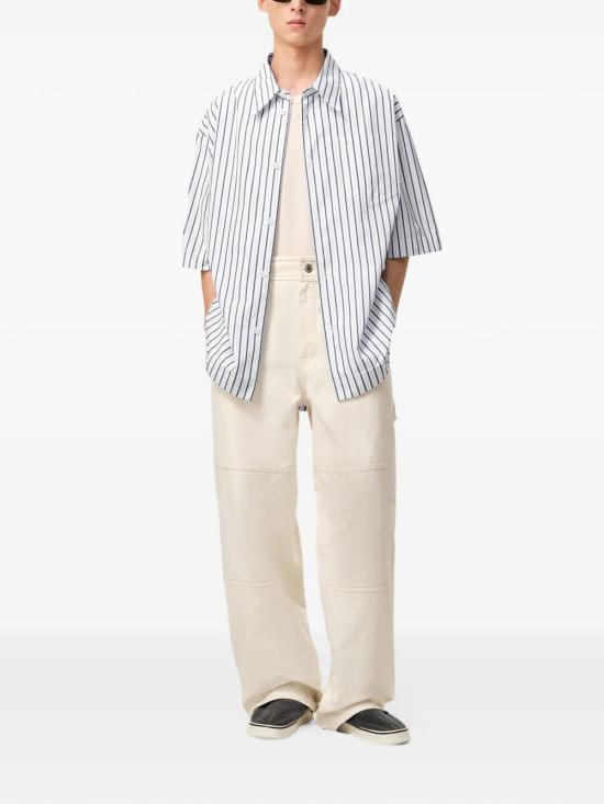 26SS 아미 스트라이프 코튼 숏슬리브 아미 드 하트 와이드 셔츠 USH809 CO0220 A074 - AMI