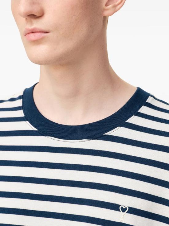 26SS 아미 코튼 롱 슬리브 마리네르 아미 드 하트 티셔츠 UTS375 JE0210 A044 Encre - AMI