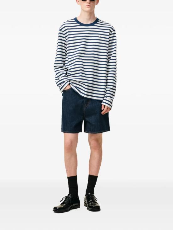 26SS 아미 코튼 롱 슬리브 마리네르 아미 드 하트 티셔츠 UTS375 JE0210 A044 Encre - AMI