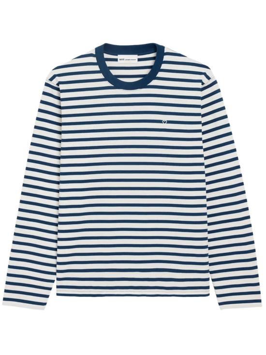 26SS 아미 코튼 롱 슬리브 마리네르 아미 드 하트 티셔츠 UTS375 JE0210 A044 Encre