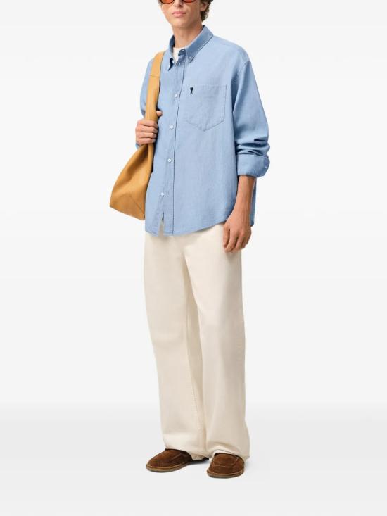 26SS 아미 코튼 박시 자수 아미 드 하트 셔츠 HSH822 CO0221 484 - AMI