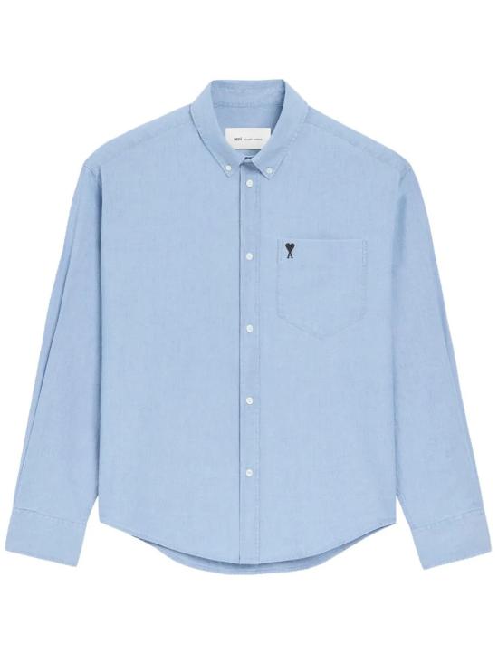 26SS 아미 코튼 박시 자수 아미 드 하트 셔츠 HSH822 CO0221 484