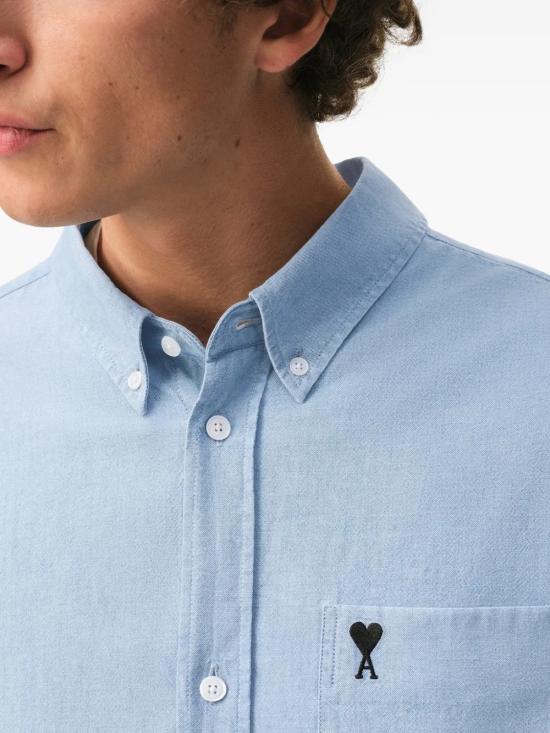 26SS 아미 코튼 박시 자수 아미 드 하트 셔츠 HSH822 CO0221 484 - AMI