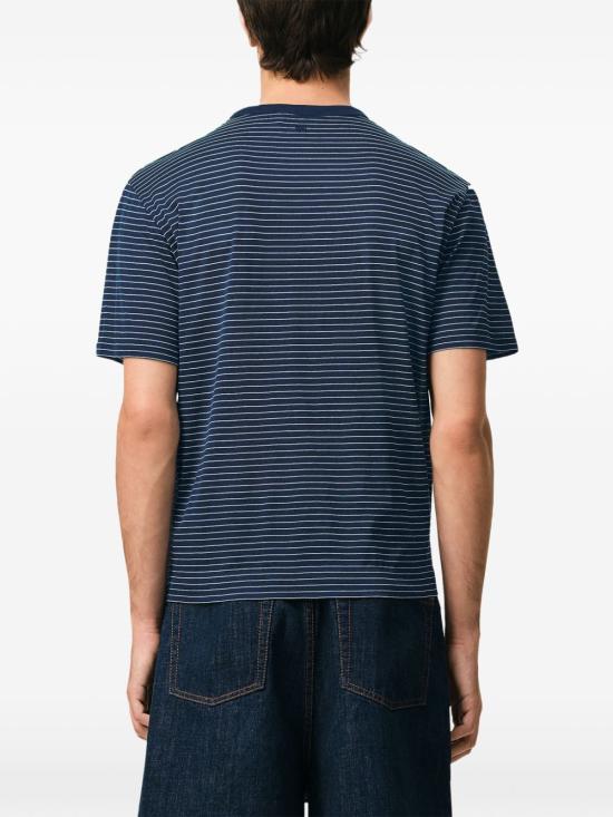 26SS 아미 스트라이프 코튼 아미 드 하트 티셔츠 HTS367 JE0212 A044 Encre - AMI