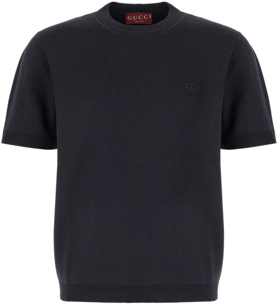 26SS 구찌 자수 실크 코튼 티셔츠 853379XKFDL4255 BLUE