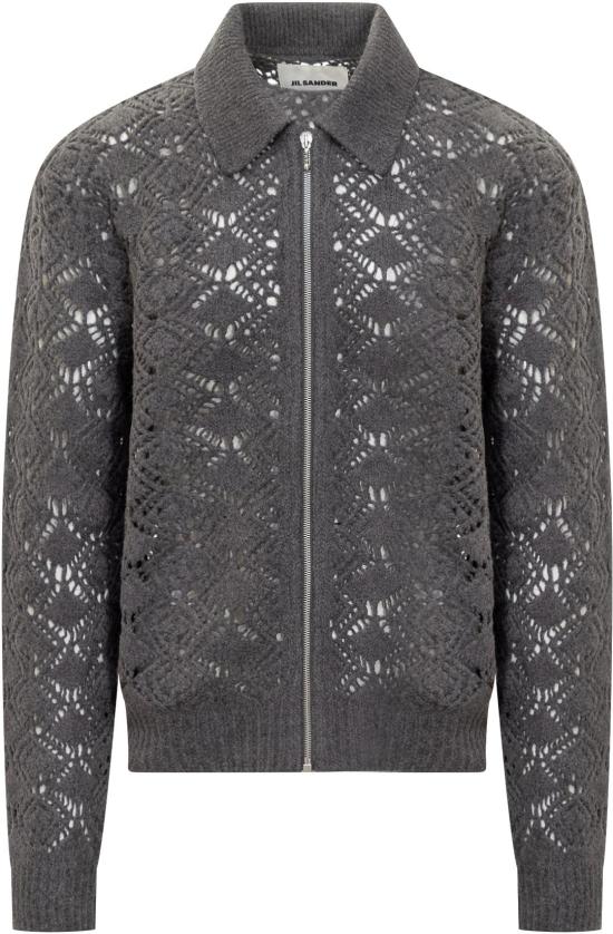 25FW 질샌더 집업 니트 J22DL0331J14780032 DONKERGREY