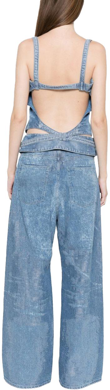 26SS 디젤 드-사이라-Fsi2 오픈-백 탑 인 새틴 데님 A2378709P2301 BLUE - DIESEL