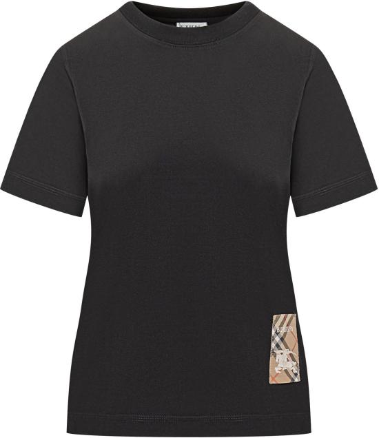 26SS 버버리 체크 라벨 코튼 티셔츠 8104883A1189 BLACK