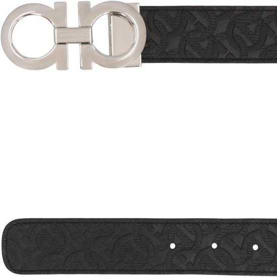 26SS 살바토레 페라가모 간치니 레더 벨트 675542 BLACK - SALVATORE FERRAGAMO