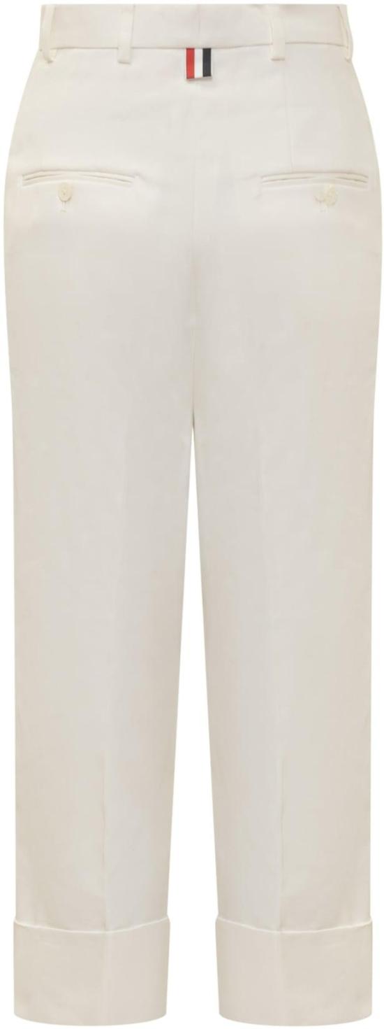  톰브라운 코튼 캔버스 하이 웨이스트 트라우저 FTC444UF0345114 WHITE - THOM BROWNE