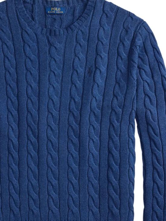26SS 폴로 랄프로렌 로고 자수 케이블 니트 스웨터 710775885 532 RUSTIC NAVY HEATHER NAVY PP - POLO RALPH LAUREN