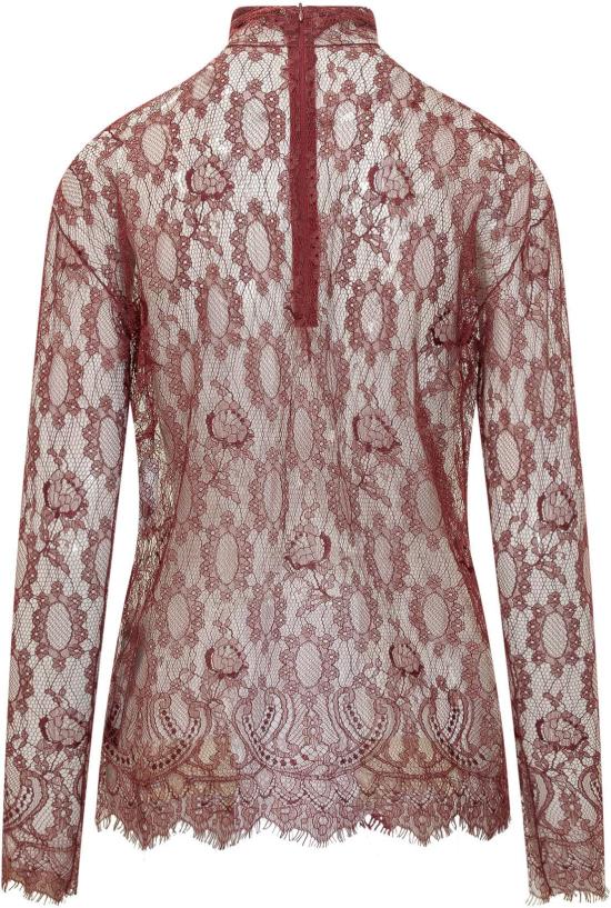 26SS 돌체앤가바나 샨틸리 레이스 탑 F7BV7TILMDLR0369 MAROON - DOLCE & GABBANA