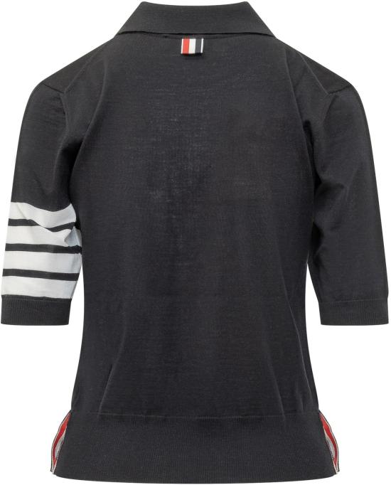 25FW 톰브라운 울 4바 릴렉스드 폴로 니트 FKP053AY1014415 BLACK - THOM BROWNE