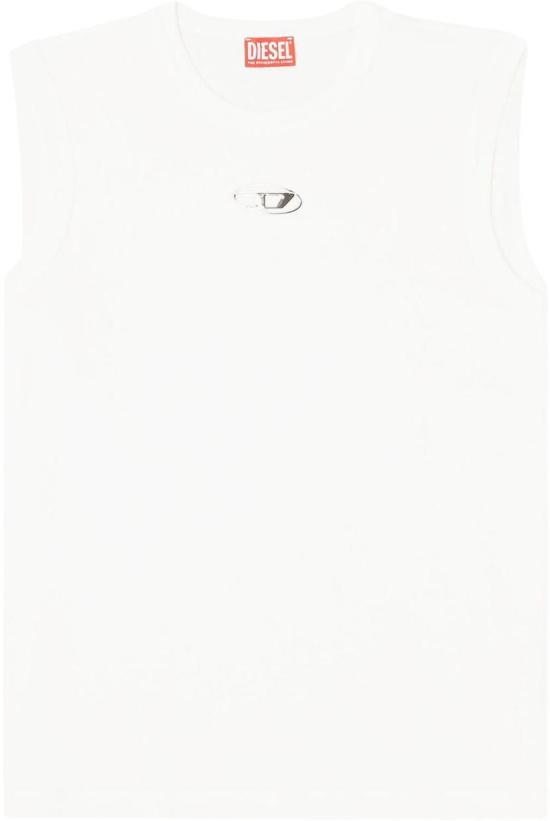 26SS 디젤 심리스 메탈릭 Oval D 코튼 탑 A217430JMBB141 WHITE