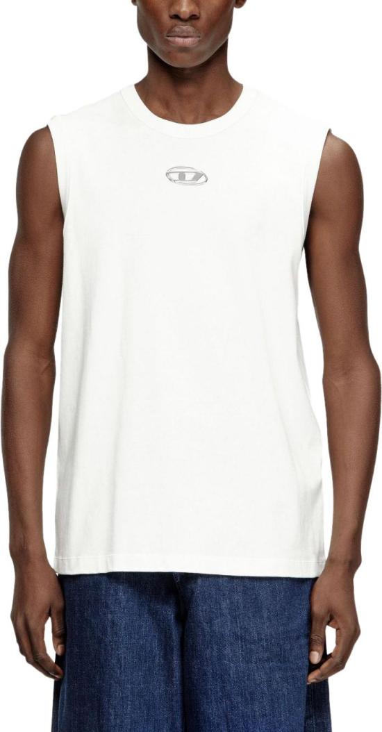 26SS 디젤 심리스 메탈릭 Oval D 코튼 탑 A217430JMBB141 WHITE - DIESEL