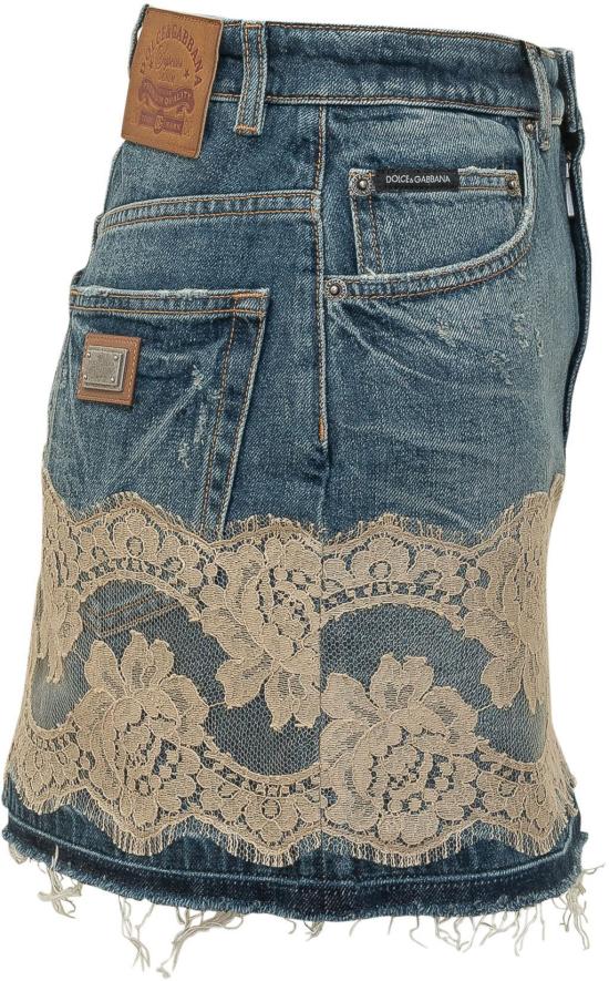26SS 돌체앤가바나 레이스 데님 스커트 F4C6NDG8OB4S9001 BLUE - DOLCE & GABBANA
