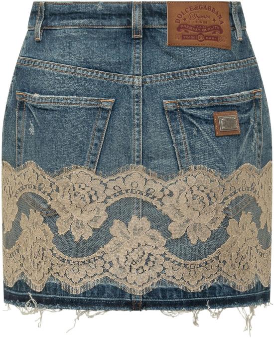 26SS 돌체앤가바나 레이스 데님 스커트 F4C6NDG8OB4S9001 BLUE - DOLCE & GABBANA
