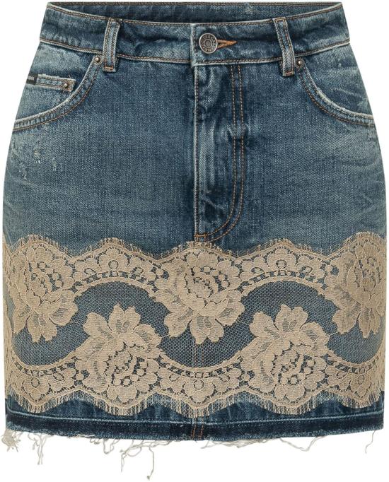 26SS 돌체앤가바나 레이스 데님 스커트 F4C6NDG8OB4S9001 BLUE
