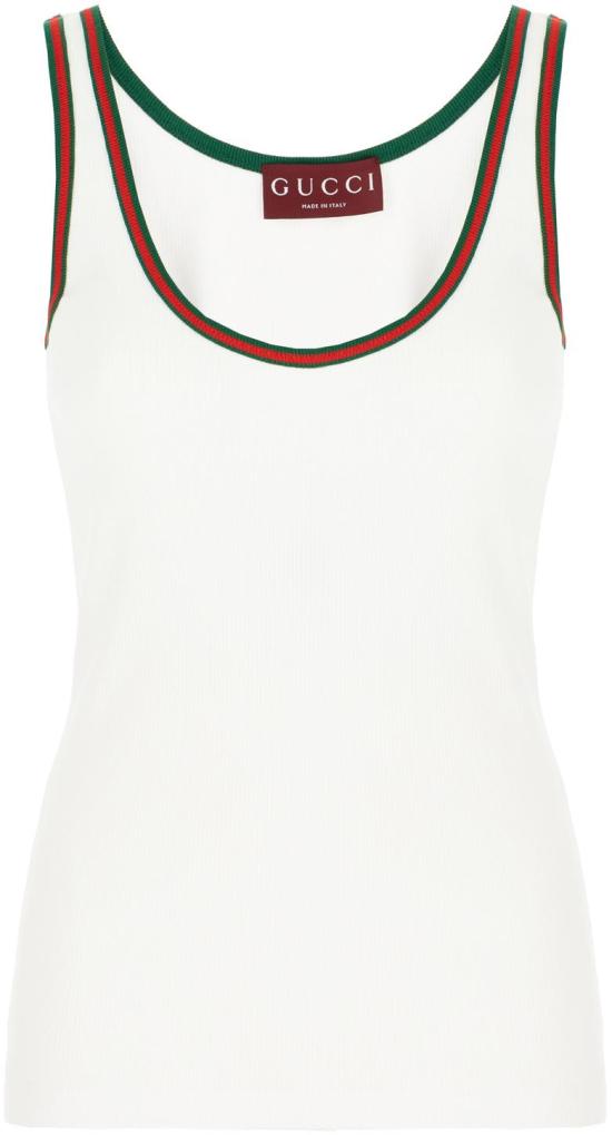 26SS 구찌 웹 코튼 탱크 탑 815851XJG5O9692 WHITE