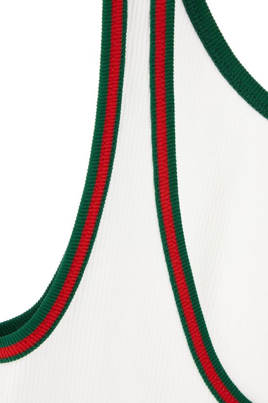 26SS 구찌 웹 코튼 탱크 탑 815851XJG5O9692 WHITE - GUCCI