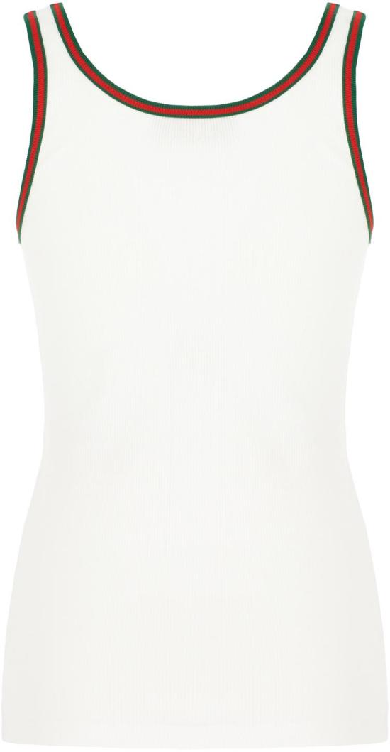 26SS 구찌 웹 코튼 탱크 탑 815851XJG5O9692 WHITE - GUCCI