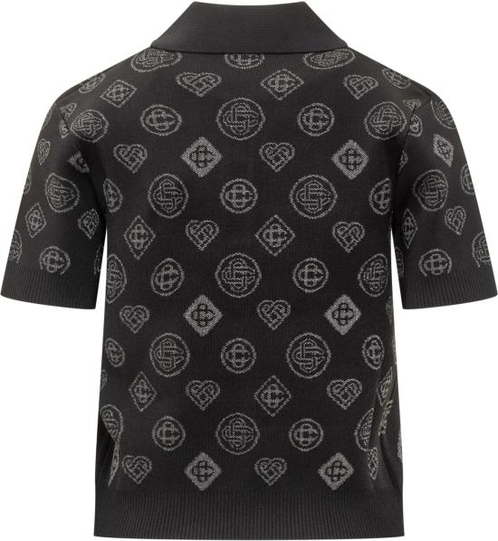 25FW 카사블랑카 폴로 티셔츠 AW25KW10770101 BLACK - CASABLANCA