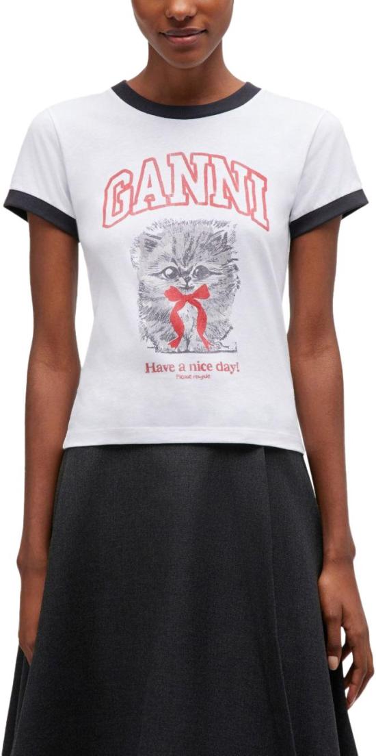 26SS 가니 키티 크롭 티셔츠 A105003011026151 WHITE - GANNI