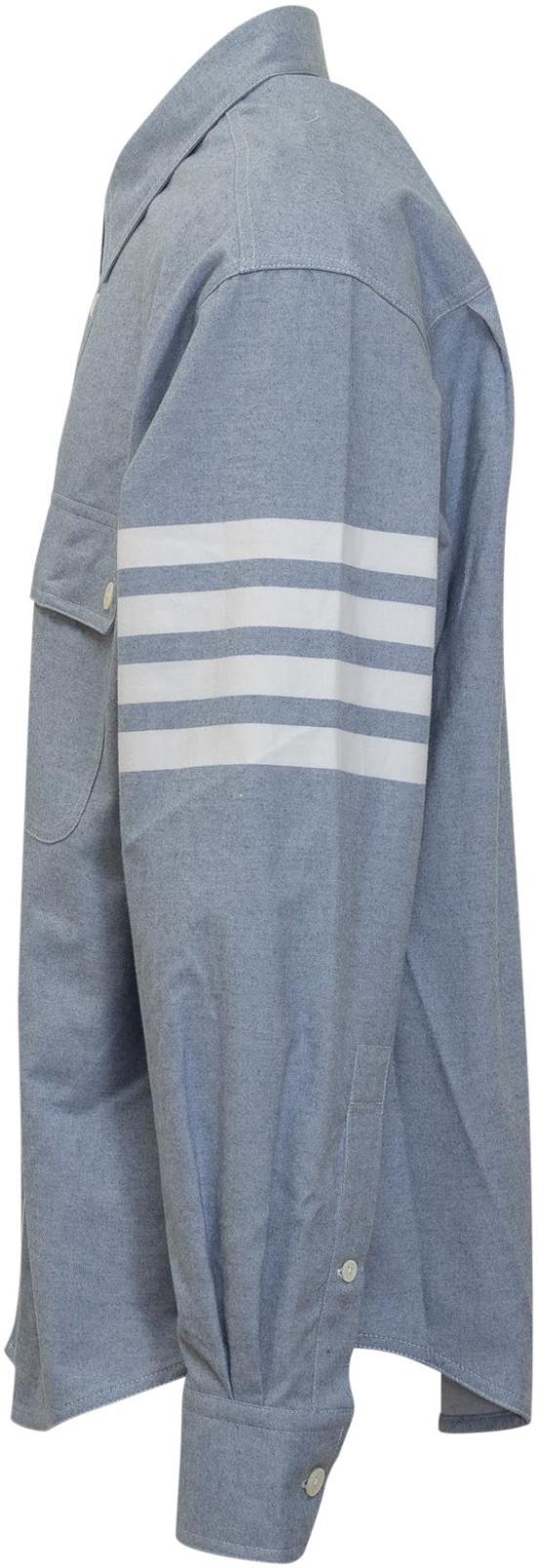 25FW 톰브라운 우븐 플란넬 사선 오버사이즈 셔츠 MWL420AF0325480 LICHTBLUE - THOM BROWNE