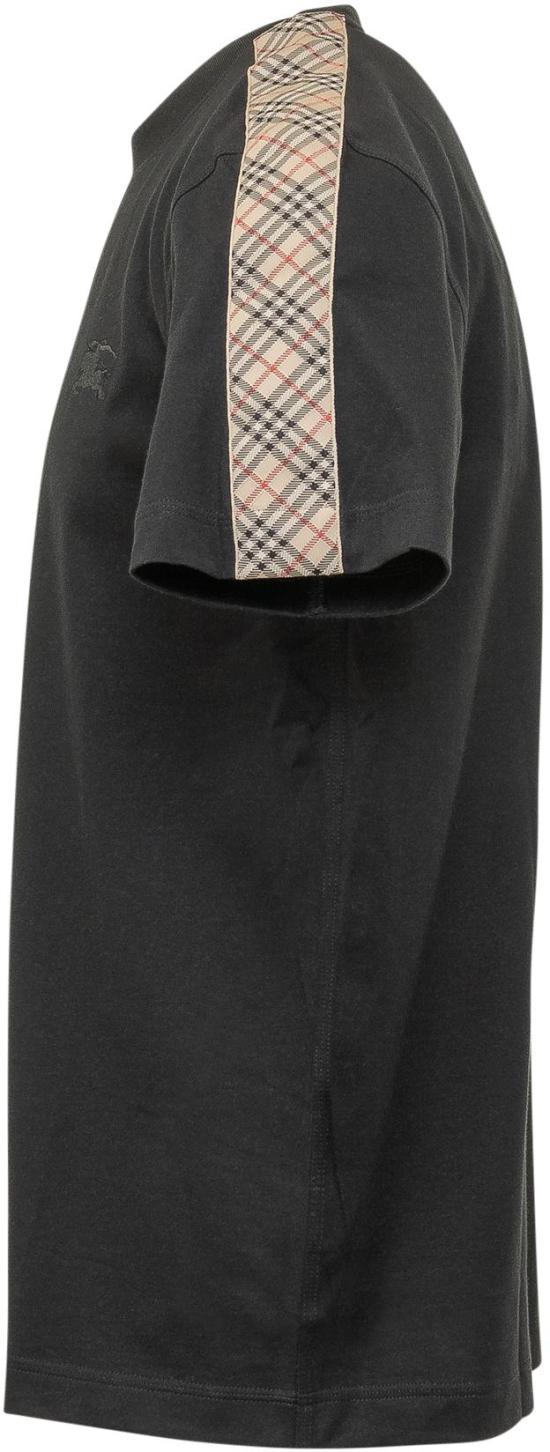 26SS 버버리 체크 트리밍 코튼 티셔츠 8106248A1189 BLACK - BURBERRY