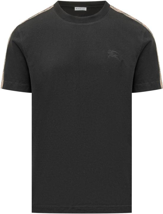 26SS 버버리 체크 트리밍 코튼 티셔츠 8106248A1189 BLACK