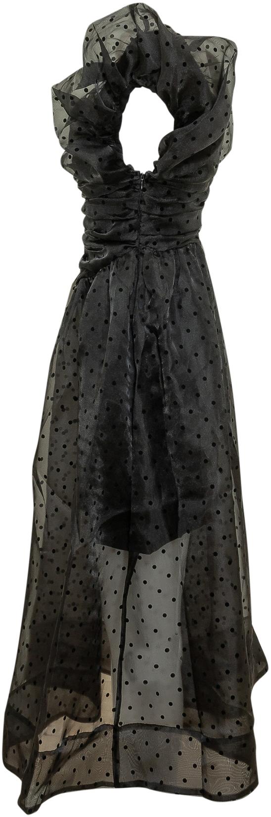 26SS 가니 프린티드 텍스쳐 오간다 롱 러치드 드레스 A1030107099 BLACK - GANNI