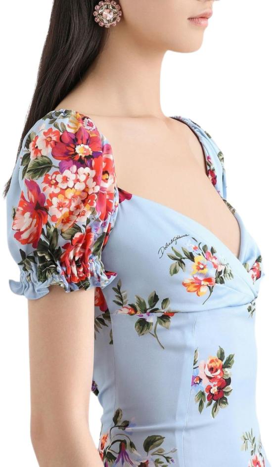 26SS 돌체앤가바나 플라워 부케 프린트 드레스 F612STFSA8PHC5ZO BLUE - DOLCE & GABBANA