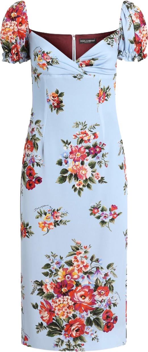 26SS 돌체앤가바나 플라워 부케 프린트 드레스 F612STFSA8PHC5ZO BLUE